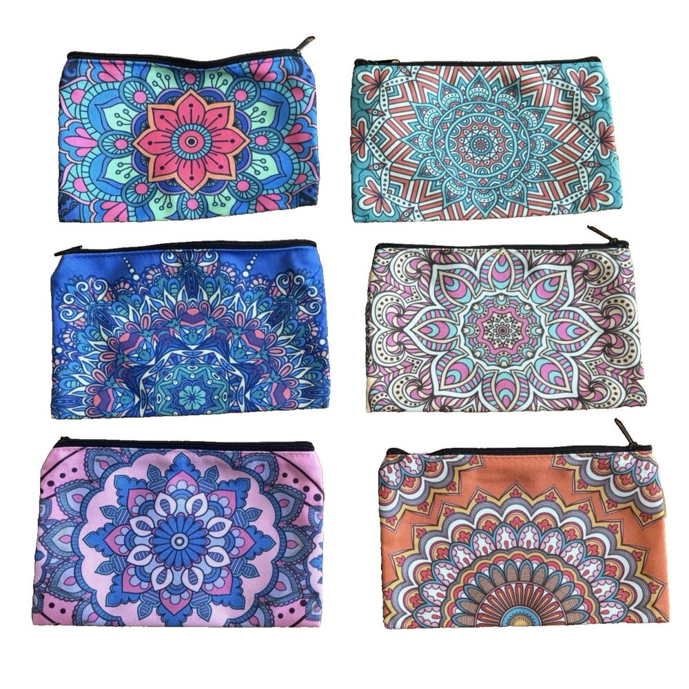 Travel Makeup Bag Cosmetic Toiletry Jewelry Zippered Manala 7 x 4.3 Lot of 6 New